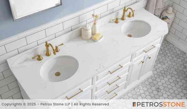Carrara Gold Quartz Stone Slab 4 Carrara Gold Quartz Vanity