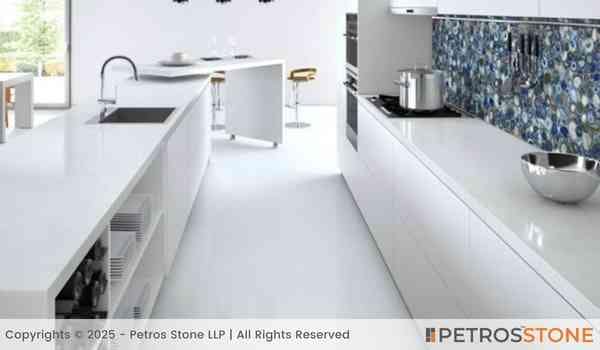 Iced White Quartz Stone Slab 4 Frost White Quartz Flooring
