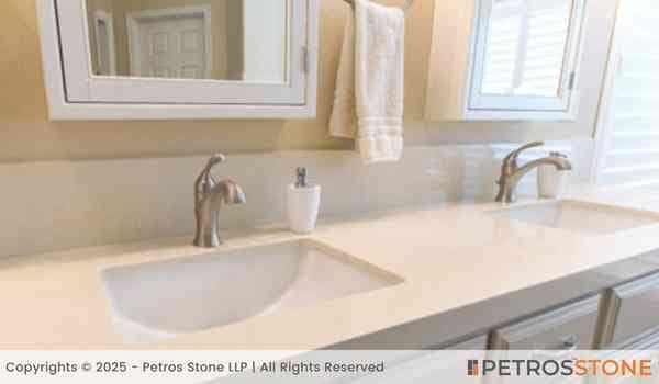 Terrazzo White Quartz Stone Slab 5 Plain Beige Quartz Vanity