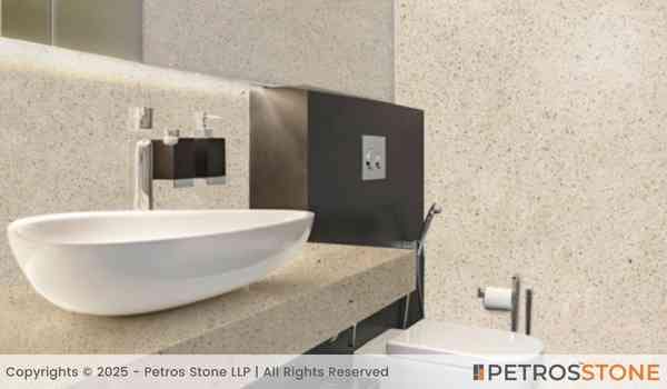 Sparkle Beige Quartz Stone Slab 5 Sparkle Beige Quartz Bathroom