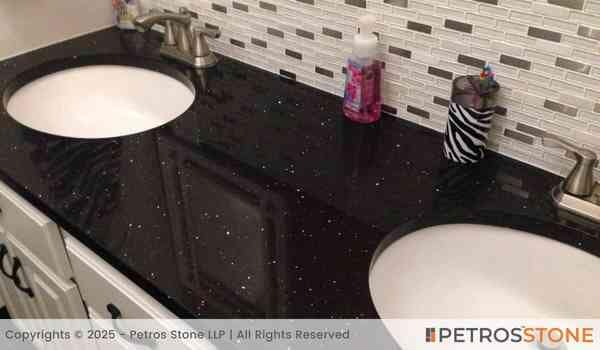 Sparkle Black Quartz Stone Slab 5 Sparkle Black Quartz Vanity
