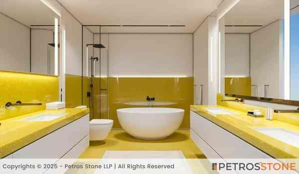 Sparkle Yellow Quartz Stone Slab 5 Sparkle Yellow Quartz Bathroom